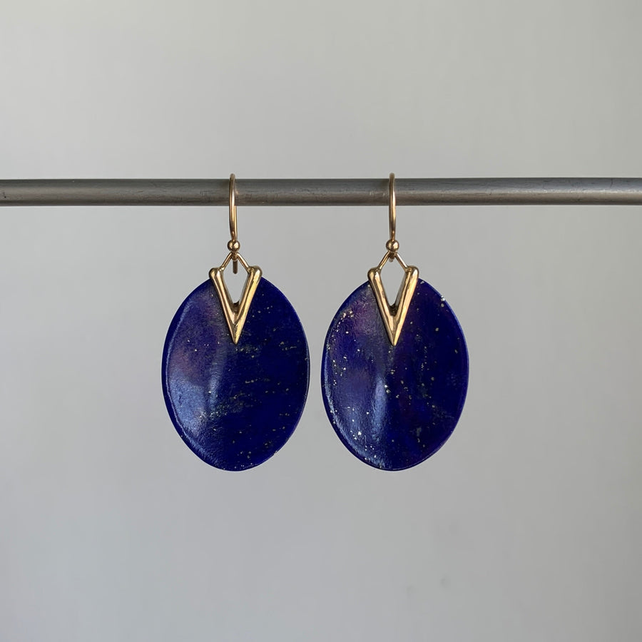 Medium Lapis Lazuli Lily Pad Earrings