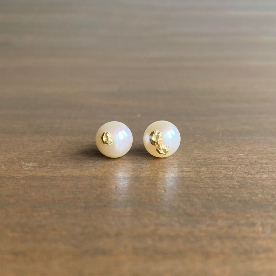 Little Pearl Studs with Gold Barnacles