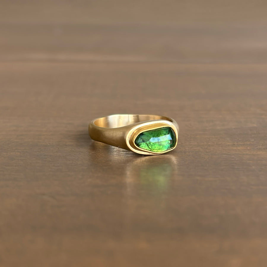 Rose Cut Green Tourmaline Ring