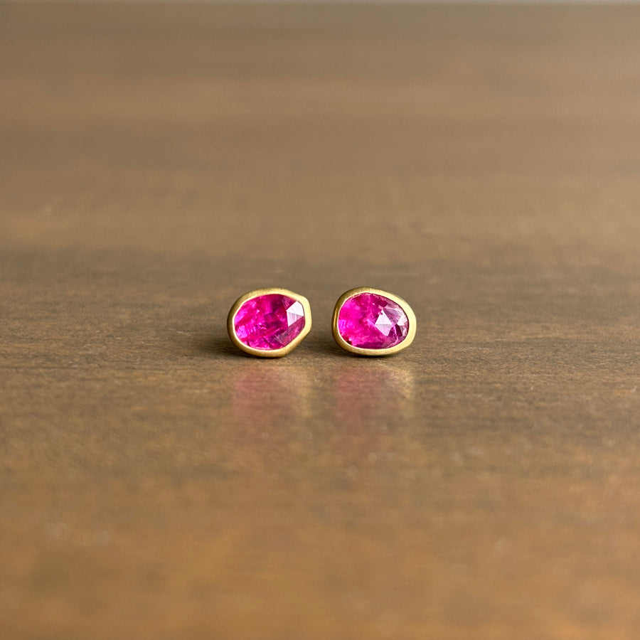 Ruby Pebble Stud Earrings