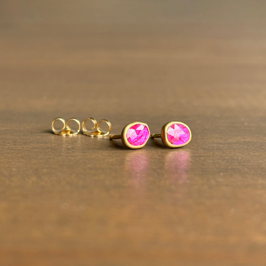 Ruby Pebble Stud Earrings