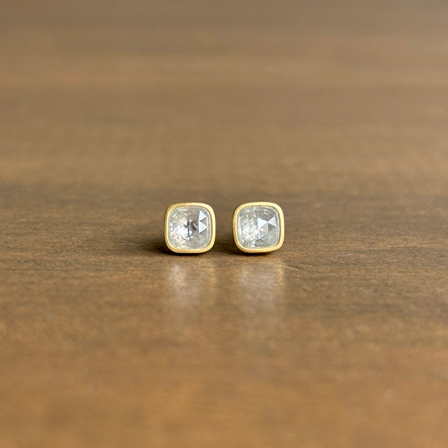 Small Icy Cushion Diamond Stud Earrings
