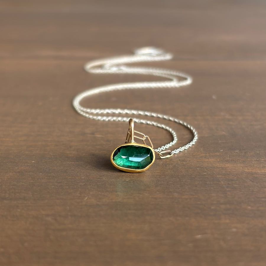 Rose Cut Green Tourmaline Pendant