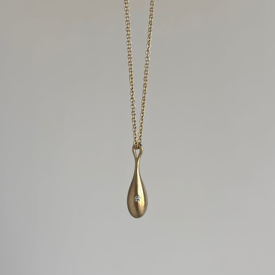 Small Liquid Gold Fine Melee Diamond Drop Pendant