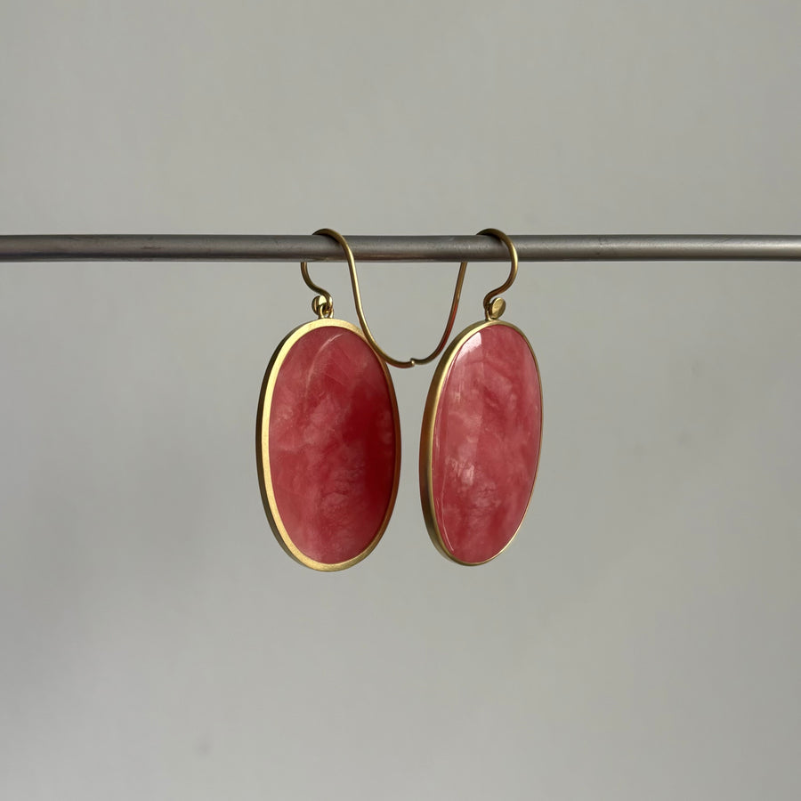 Large Oval Rhodonite Sorbet Earrings