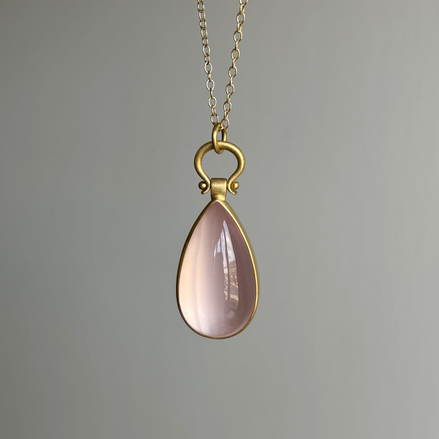 Large Rose Quartz Teardrop Pendant