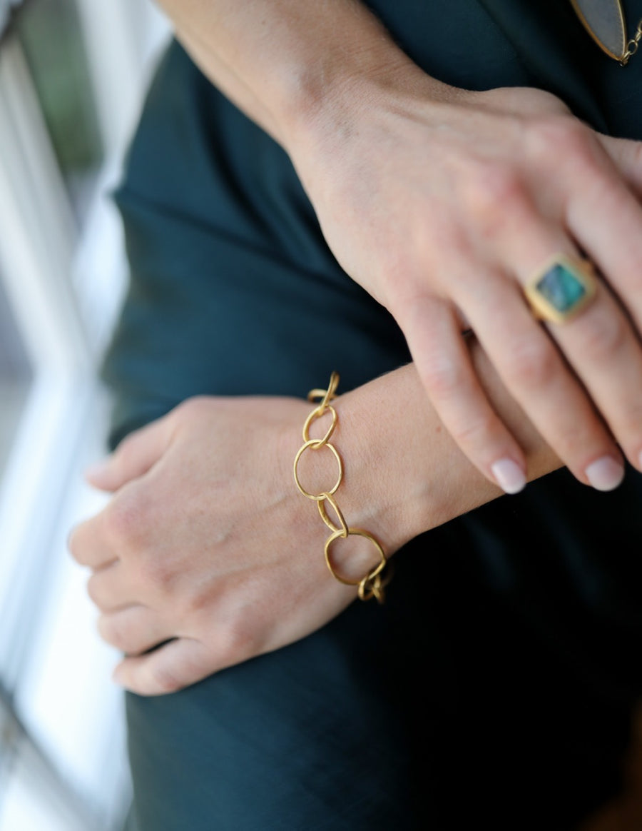 Gold Petal Link Bracelet