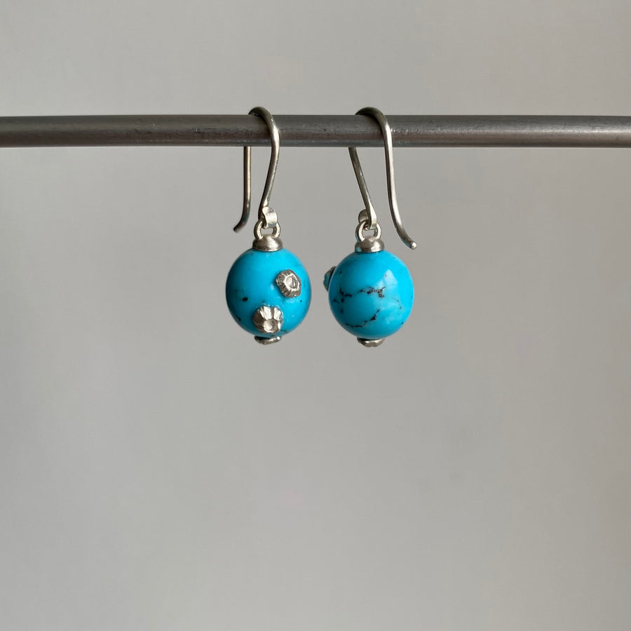 Turquoise Buoy Ruthie B. Earrings with Barnacles