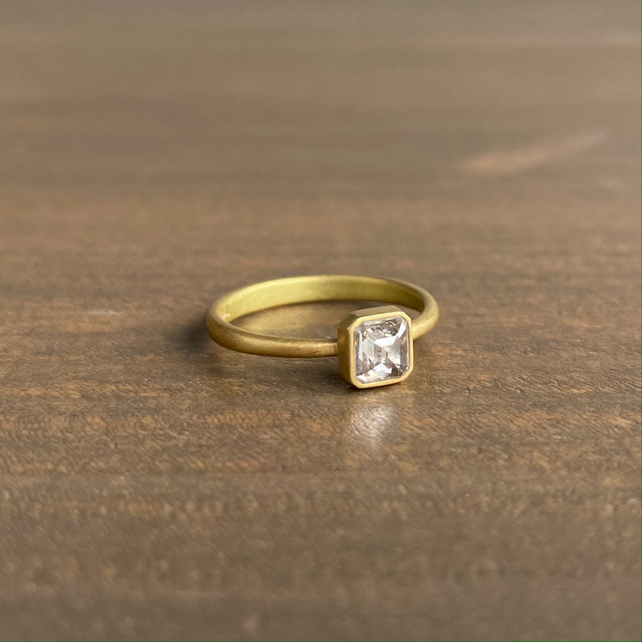 Octagonal Clear Rose Cut Diamond Ring