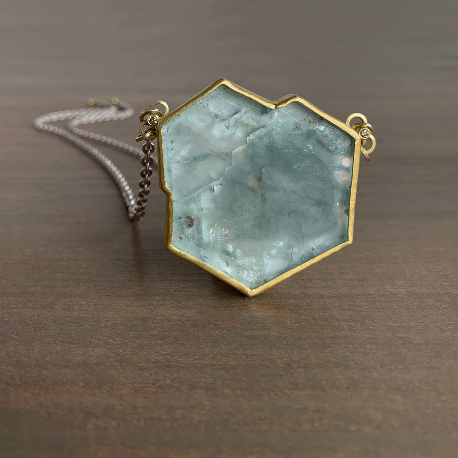 Aquamarine & Diamond Crystal Slice Pendant