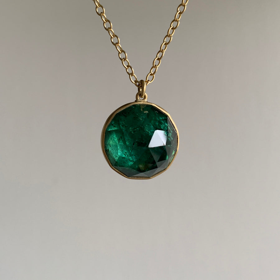 Large Green Tourmaline Roly Poly Pendant