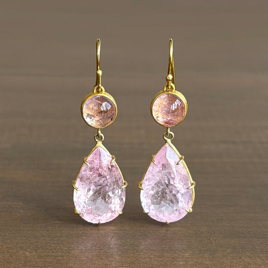 18k Gold & Morganite Double Drop Earrings