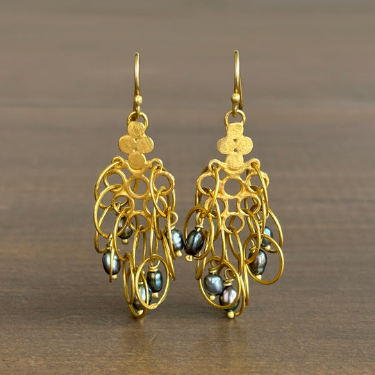 22k Gold & Keshi Pearl Flutter Earrings