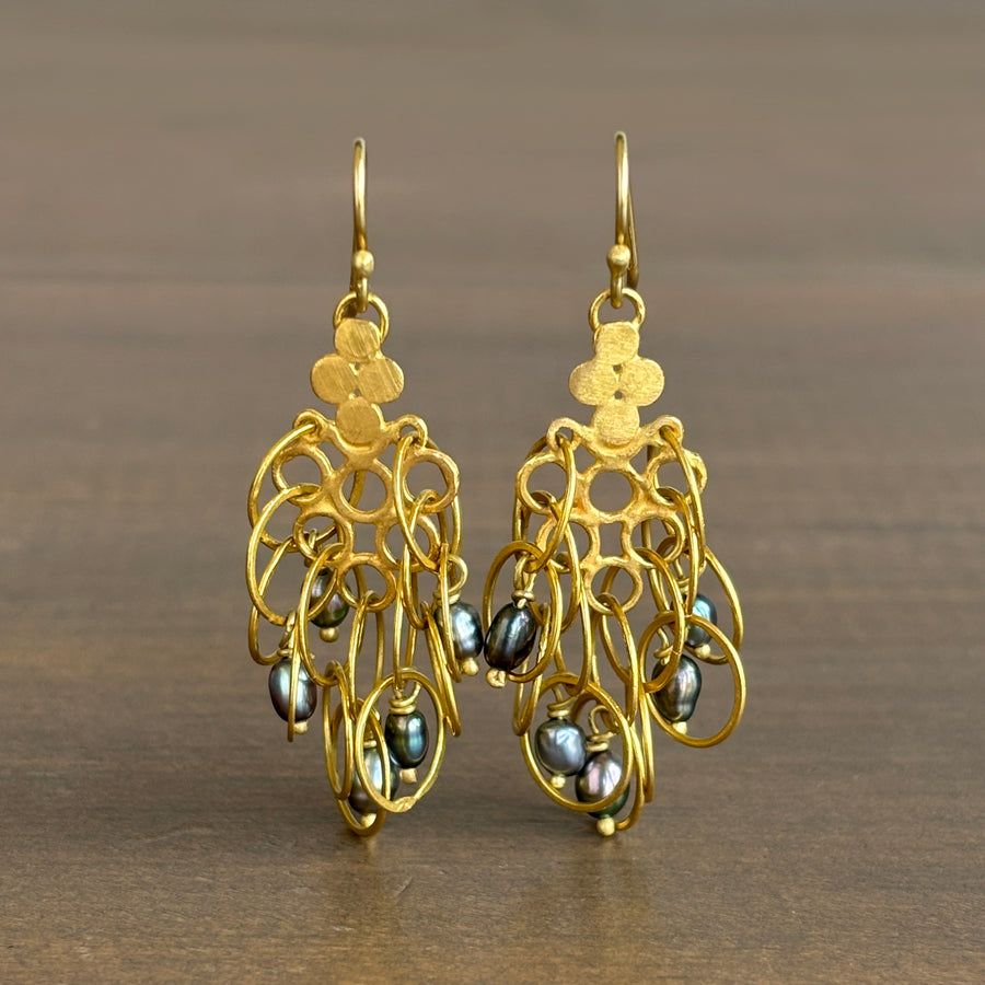 22k Gold & Keshi Pearl Flutter Earrings