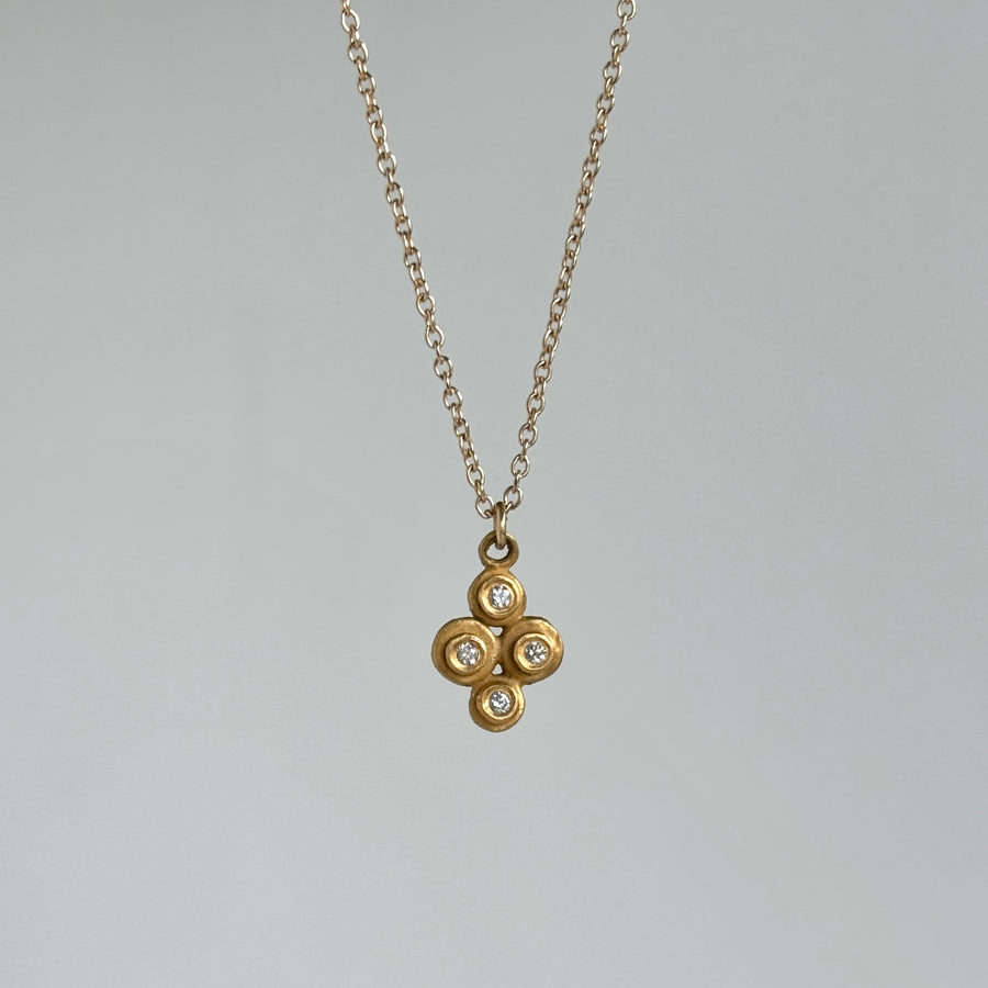 22k Gold Raised Diamond Dot Charm Necklace view 2