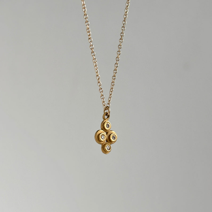 22k Gold Raised Diamond Dot Charm Necklace view 3