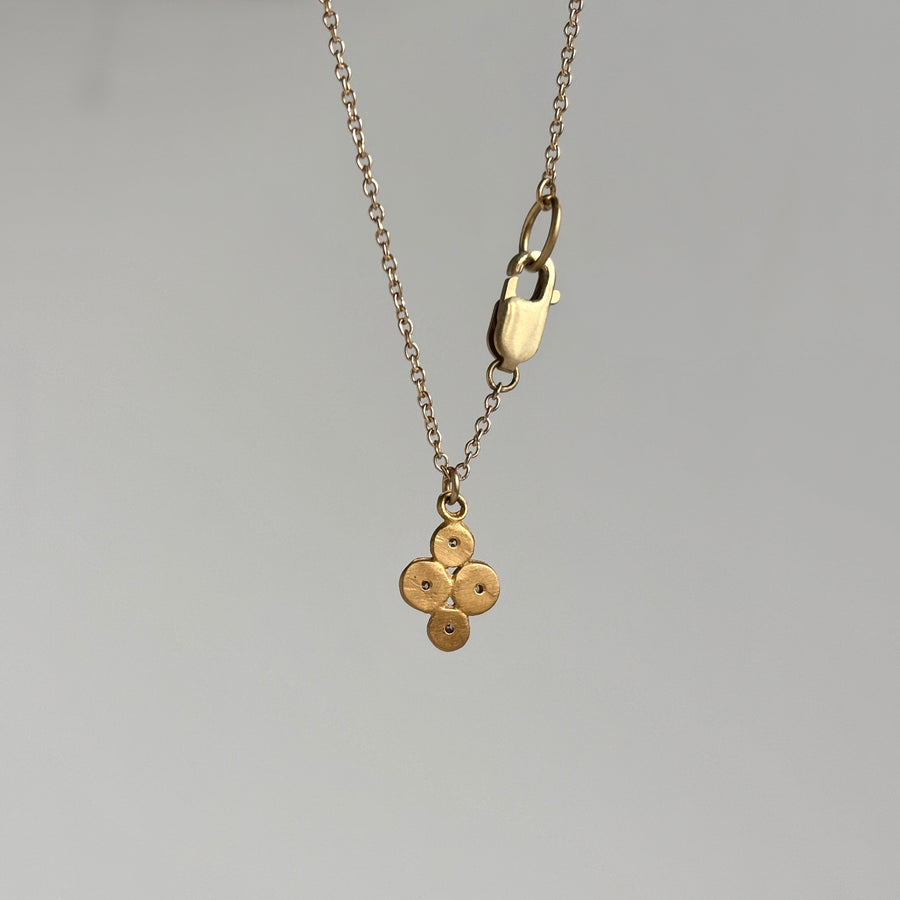 22k Gold Raised Diamond Dot Charm Necklace view 4