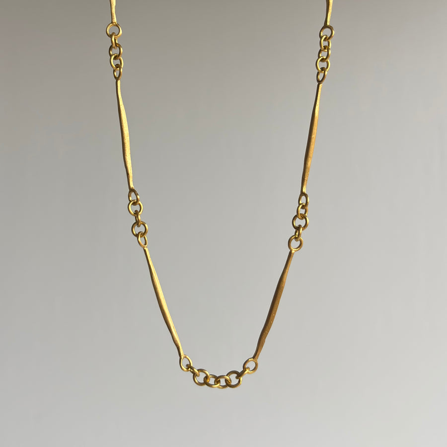 22k Gold Twig Chain Necklace hanging view 2