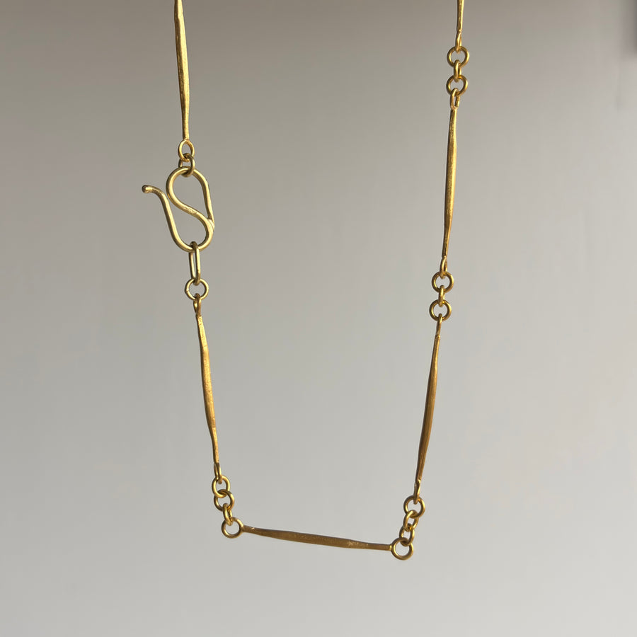 22k Gold Twig Chain Necklace hanging view 3
