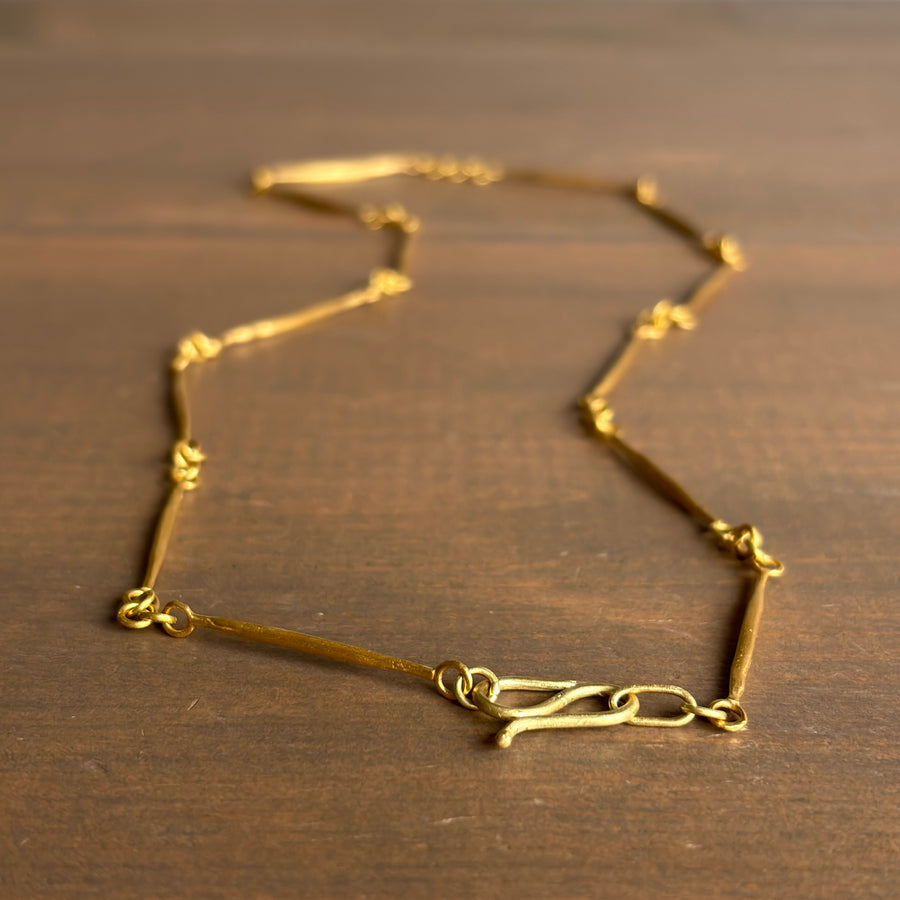 22k Gold Twig Chain Necklace view 4