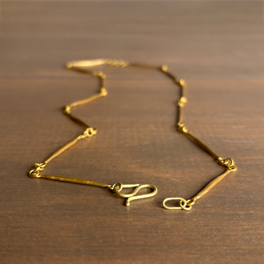22k Gold Twig Chain Necklace view 5