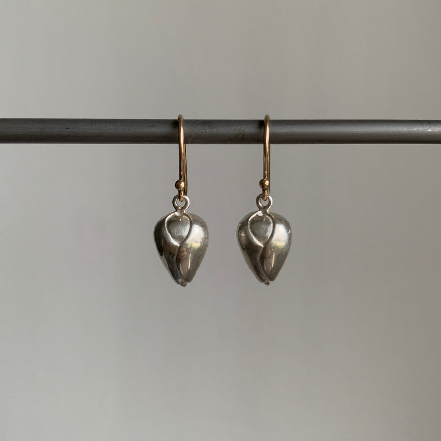 Annette Ferdinansen Petite Sterling Silver Rose Bud Earrings hanging