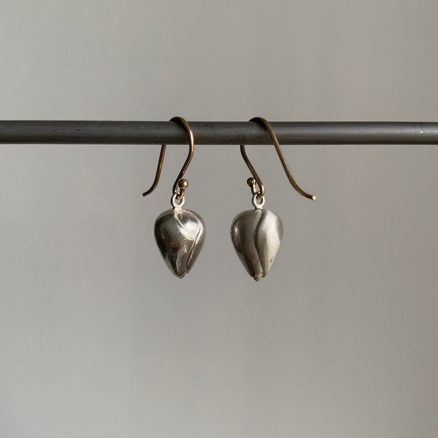  Annette Ferdinansen Petite Sterling Silver Rose Bud Earrings hanging back