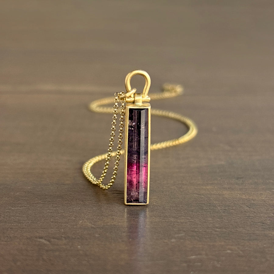 Bicolor Brazilian Tourmaline Rectangle Pendant