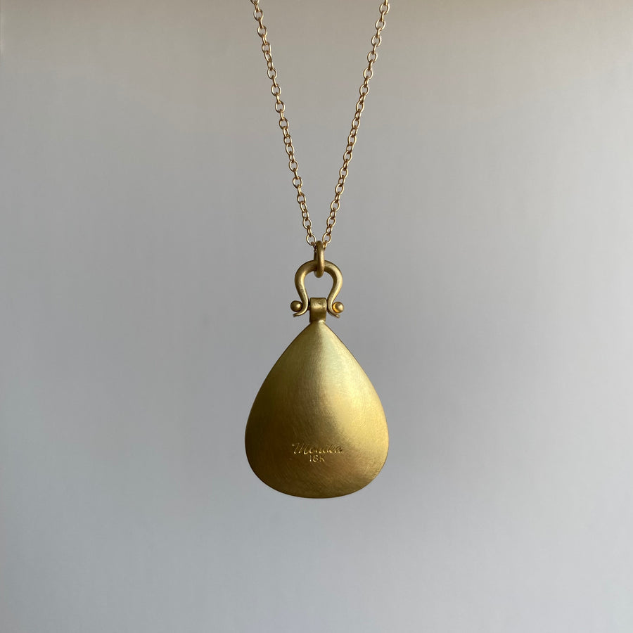 Bicolor Green Tourmaline Teardrop Pendant by Monika Krol side view 2