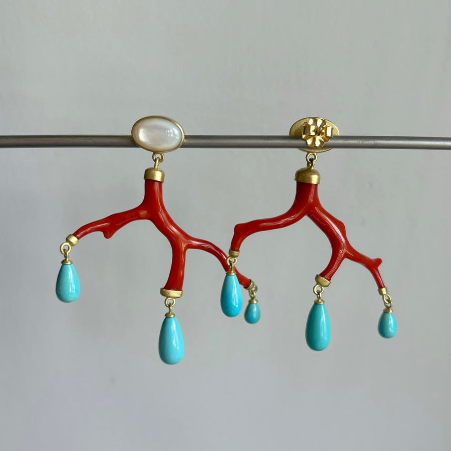 Coral Branch Earrings by Monika Krol back view