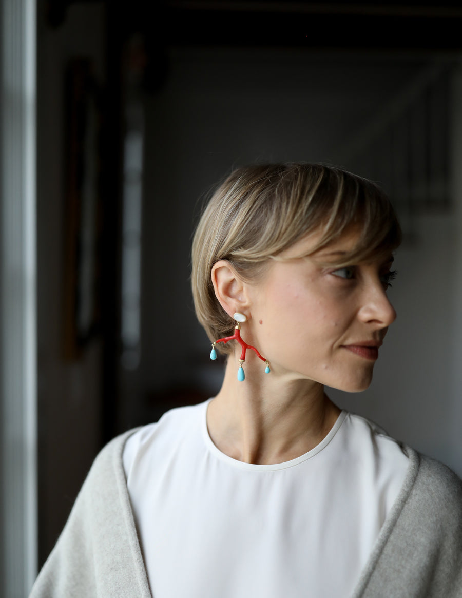 Coral Branch Earrings by Monika Krol model view