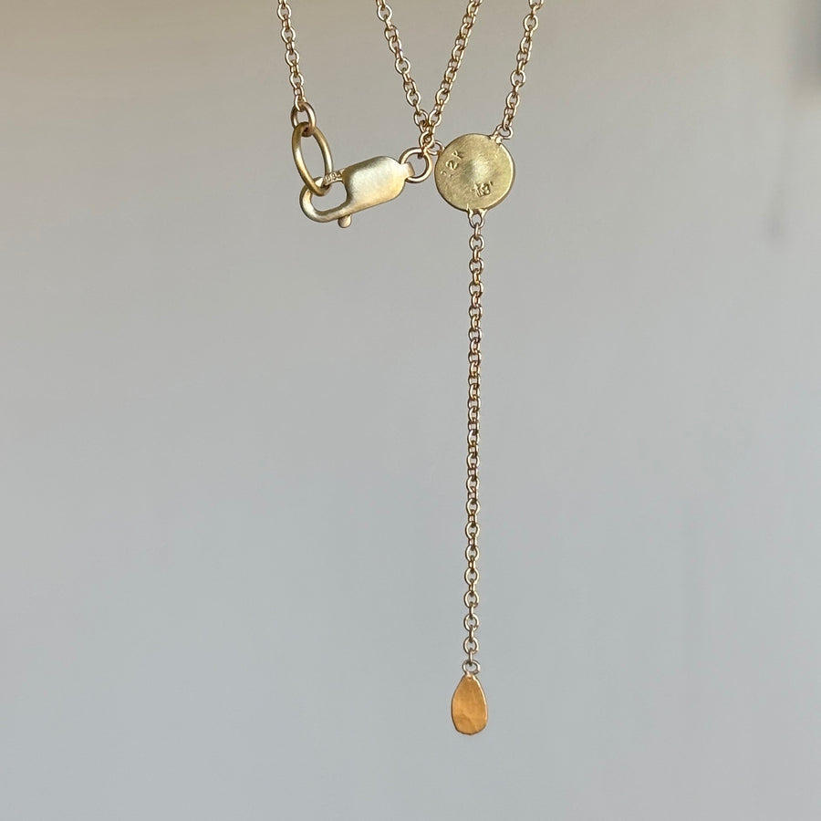 Delicate Emerald Necklace with 22k Gold Drop view 3