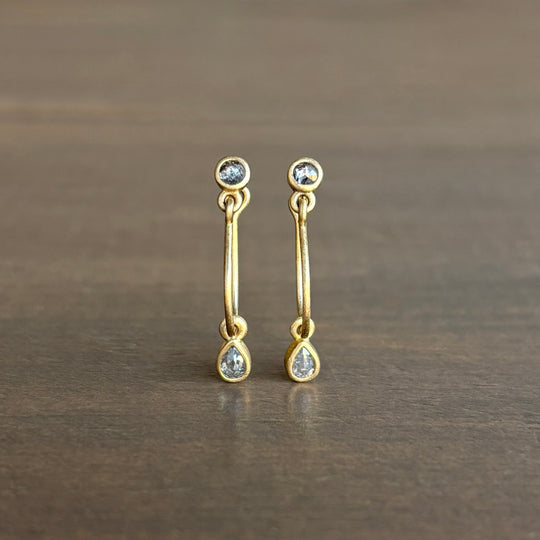 Diamond Delicate Lyre Hoop Post Earrings by Monika Krol