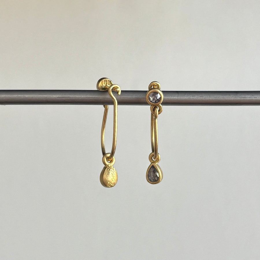Diamond Delicate Lyre Hoop Post Earrings by Monika Krol side view
