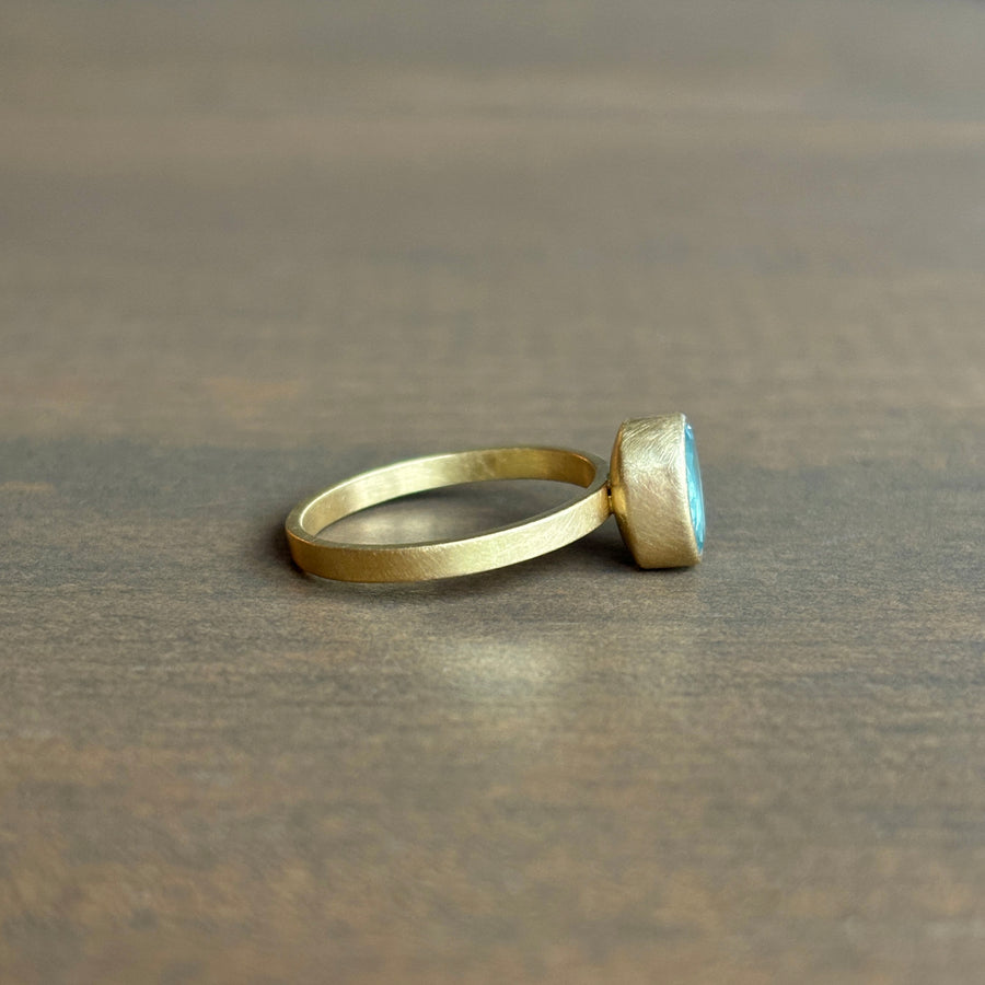 Faceted Oval Aquamarine Stacking Ring by Monika Krol side view 2