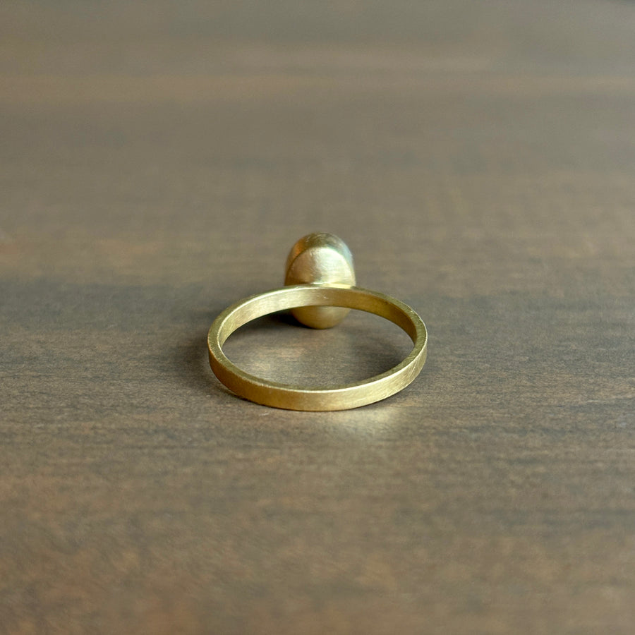Faceted Oval Aquamarine Stacking Ring by Monika Krol side view 3