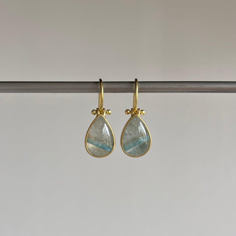 Gilalite in Quartz Teardrop Earrings by Monika Krol hanging view