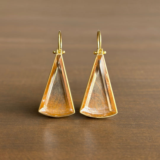 Golden Ombré Rutilated Quartz Earrings by Monika Krol