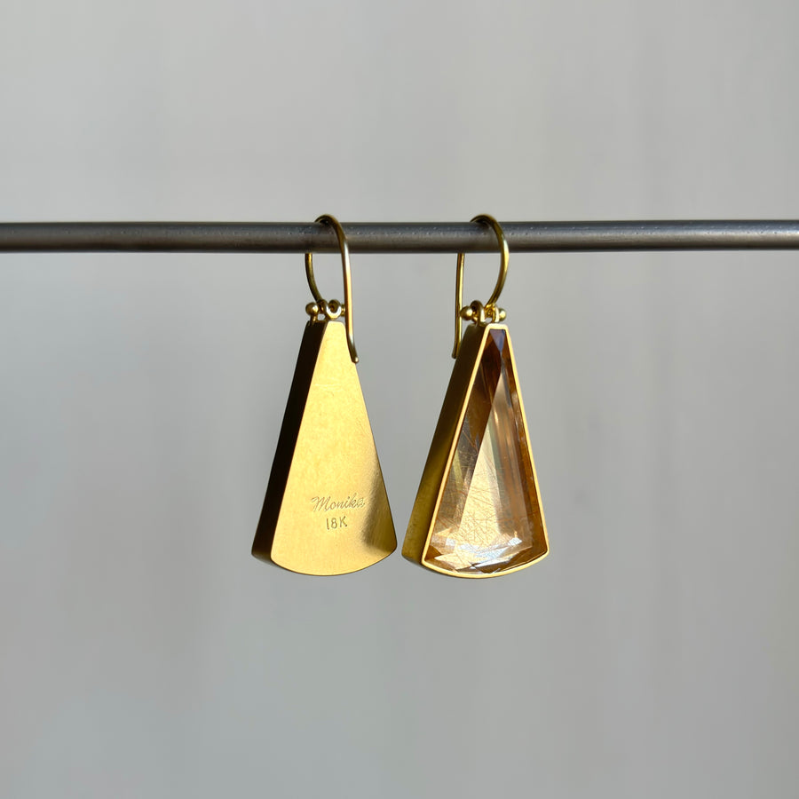 Golden Ombré Rutilated Quartz Earrings by Monika Krol side view