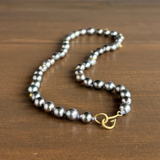 Hannah Blount Aurora Tahitian Pearl Ruthie B. Necklace with Barnacles necklace front view
