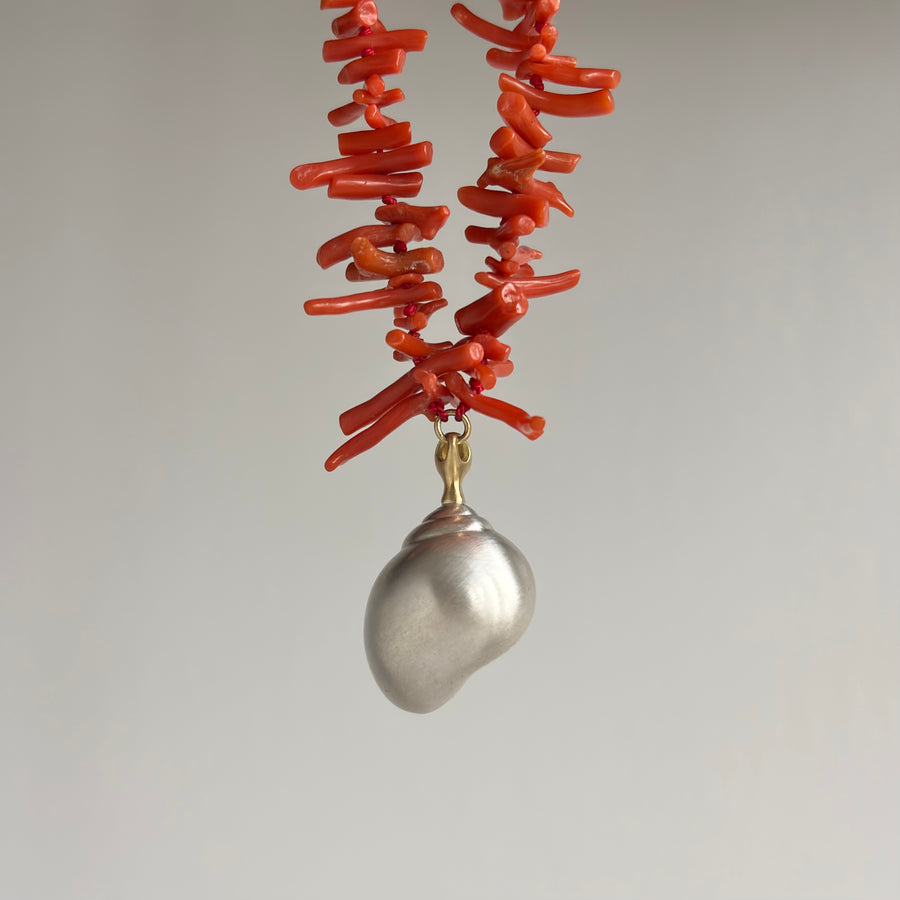 Hannah Blount Salacia Coral & Pearl Shell Cameo Necklace necklace hanging view 5