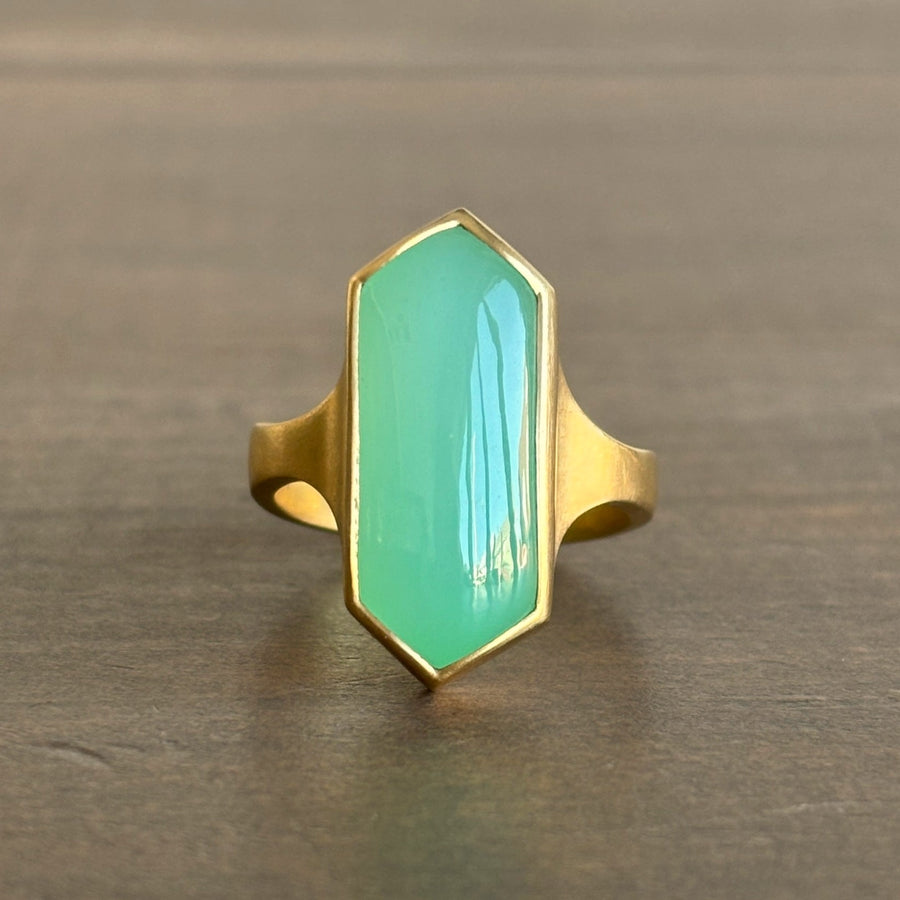 Hexagon Chrysoprase Cast Ring