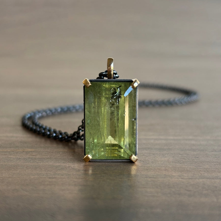 Green Beryl Emerald Cut Pendant