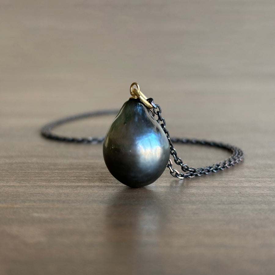 Large Black Tahitian Pearl Drop Pendant