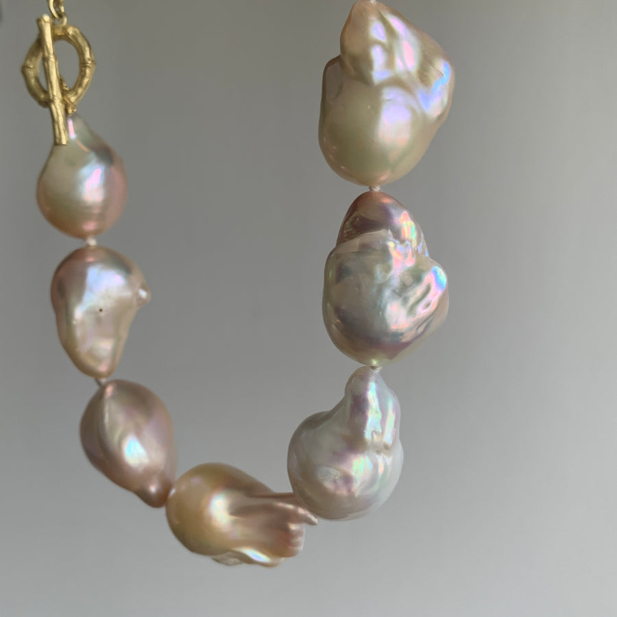 Large Baroque Pearl Necklace with Bamboo Clasp