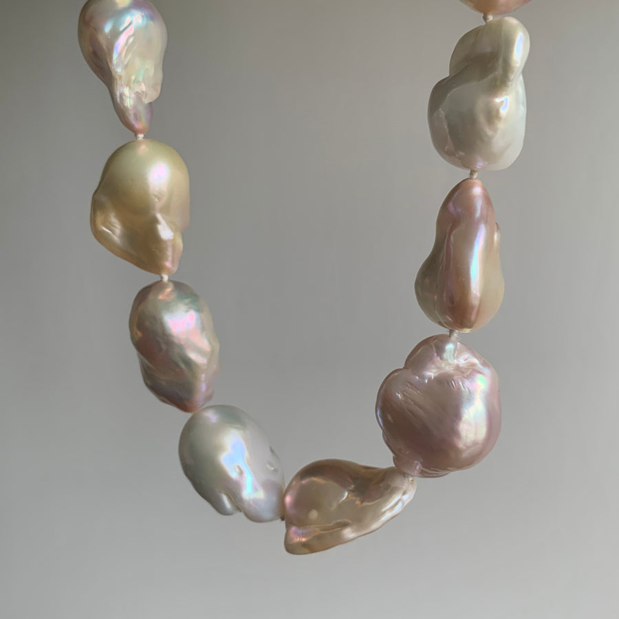 Large Baroque Pearl Necklace with Bamboo Clasp
