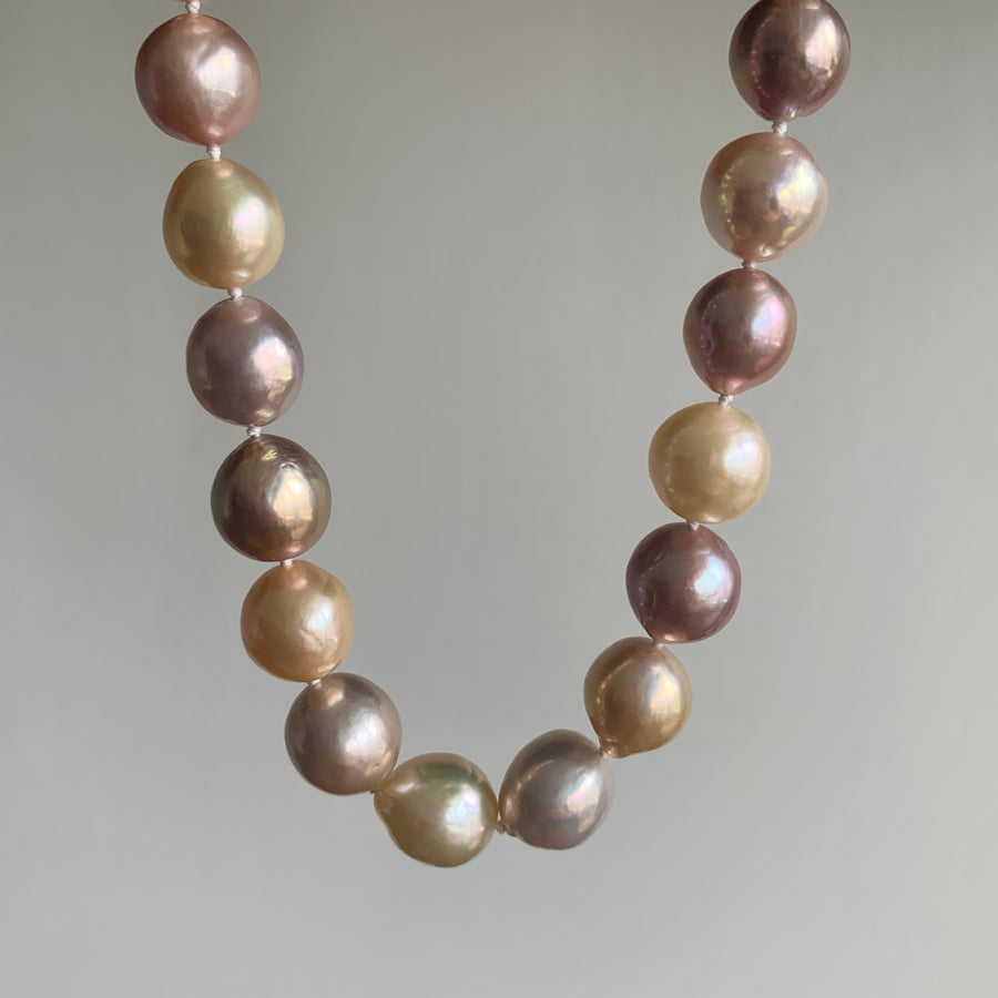 Multicolored Freshwater Pearl Necklace with Bamboo Clasp