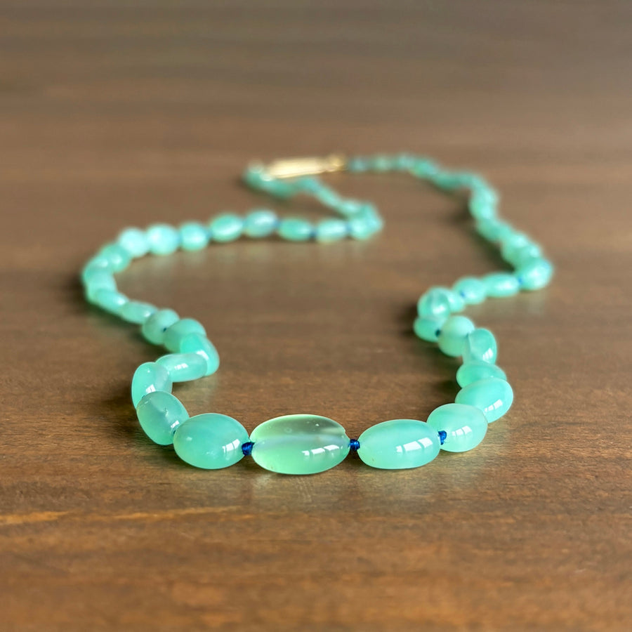 Green Opal Smooth Pebble Bead Necklace