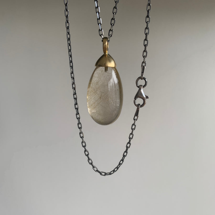 Rutilated Quartz Pebble Necklace