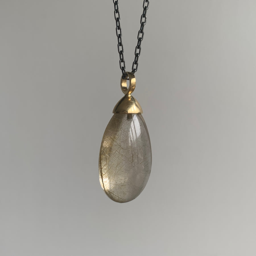 Rutilated Quartz Pebble Necklace